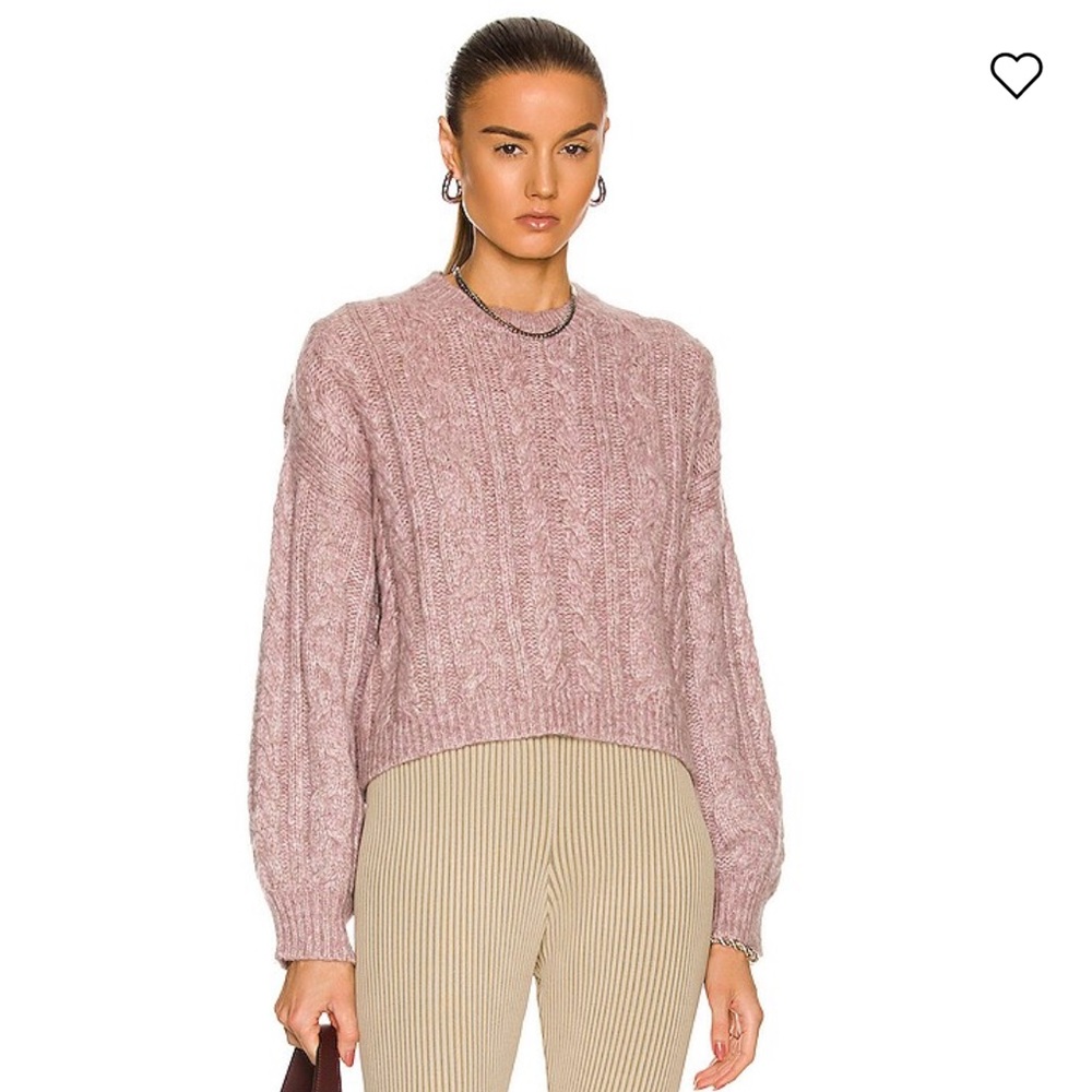 weekend stories antonia purple pink cable knit crew neck pullover sweater small